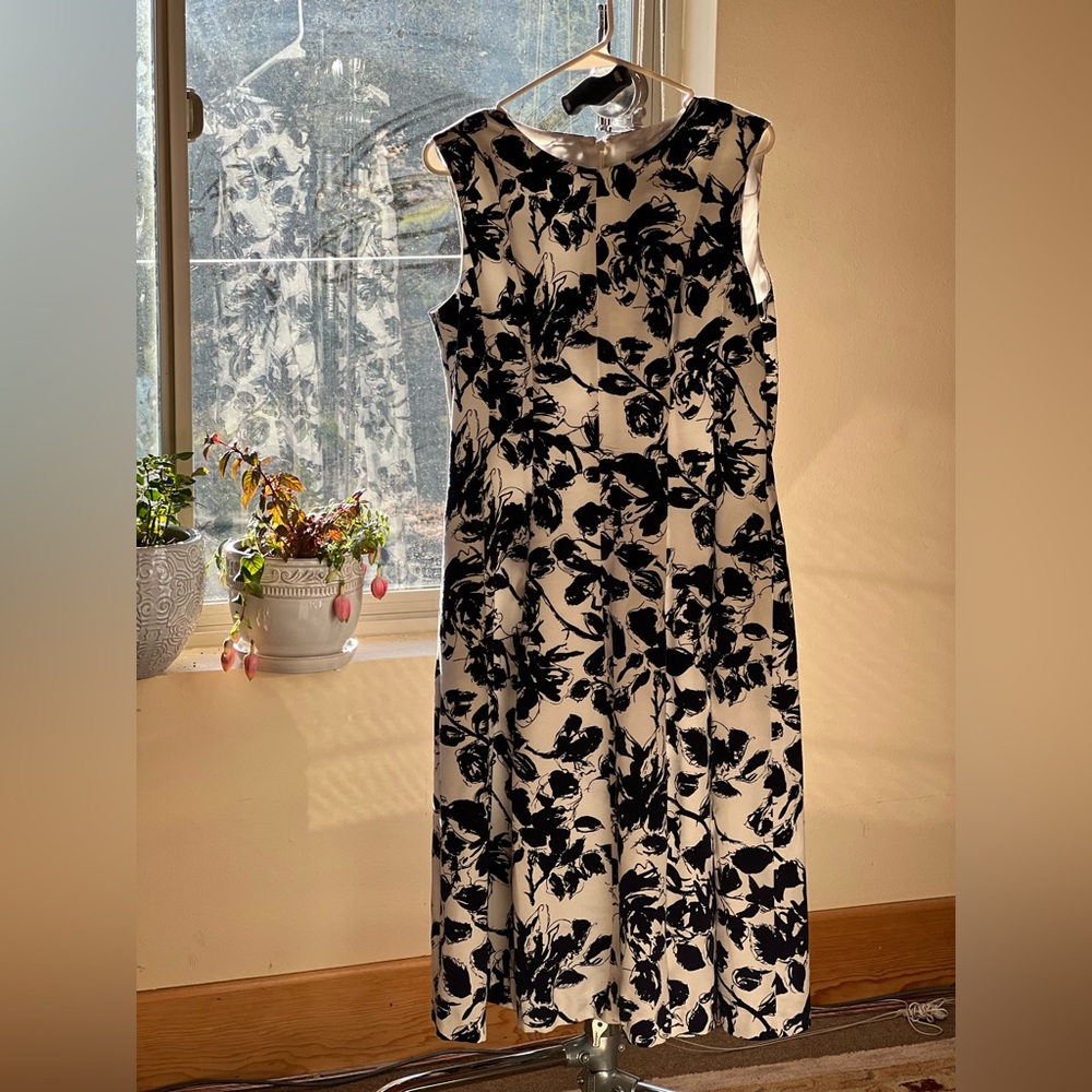 Eliza J Monochrome Floral Sleeveless Dress